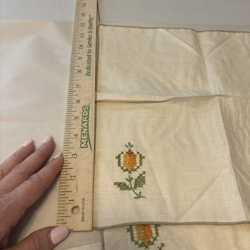 Needlepoint Napkins Vintage Set Of 3